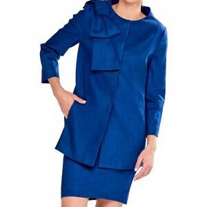 NEW SARA CAMPBELL sabrina bow jacket in admiral blue